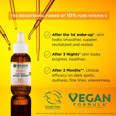 Garnier Skin Naturals Vitamin C Brightening Night Serum Серум за лице за жени 30 ml