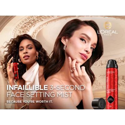 L&#039;Oréal Paris Infaillible 3-Second Setting Mist Фиксатор за грим за жени 75 ml