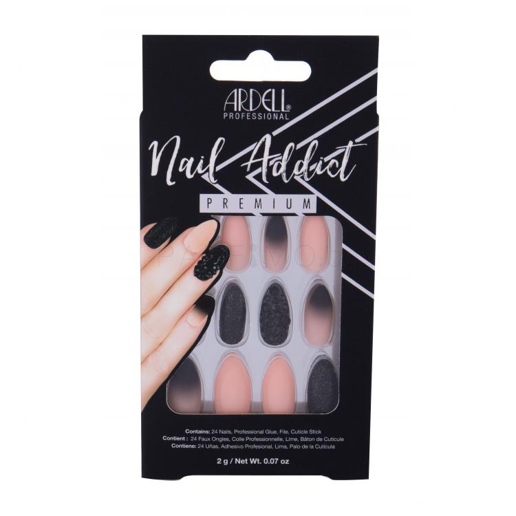 Ardell Nail Addict Premium Изкуствени нокти за жени Нюанс Black Stud &amp; Pink Ombre Комплект