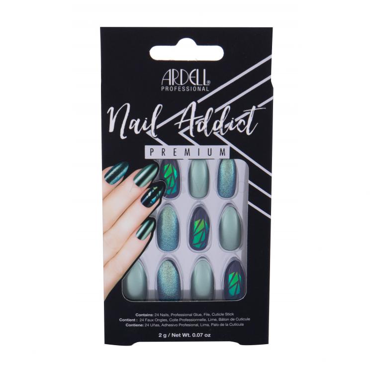 Ardell Nail Addict Premium Изкуствени нокти за жени Нюанс Green Glitter Chrome Комплект