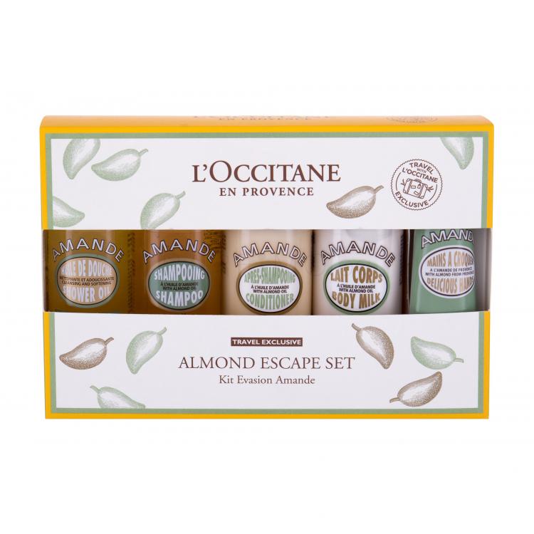 L&#039;Occitane Almond (Amande) Подаръчен комплект душ олио 75 ml + шампоан 75 ml + балсам 75 ml + лосион за тяло 75 ml + крем за ръце 30 ml
