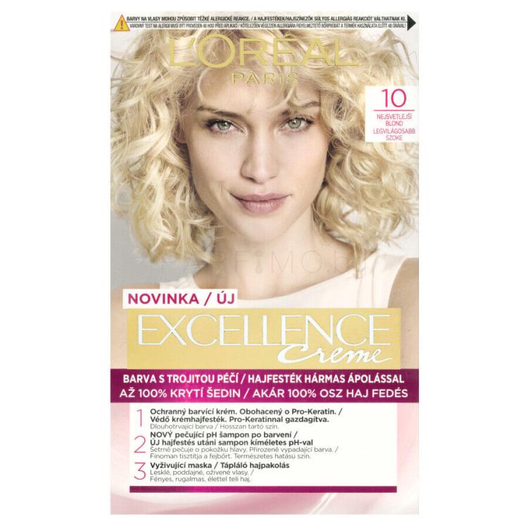L&#039;Oréal Paris Excellence Creme Triple Protection Боя за коса за жени 48 ml Нюанс 10 Lightest Ultimate Blonde