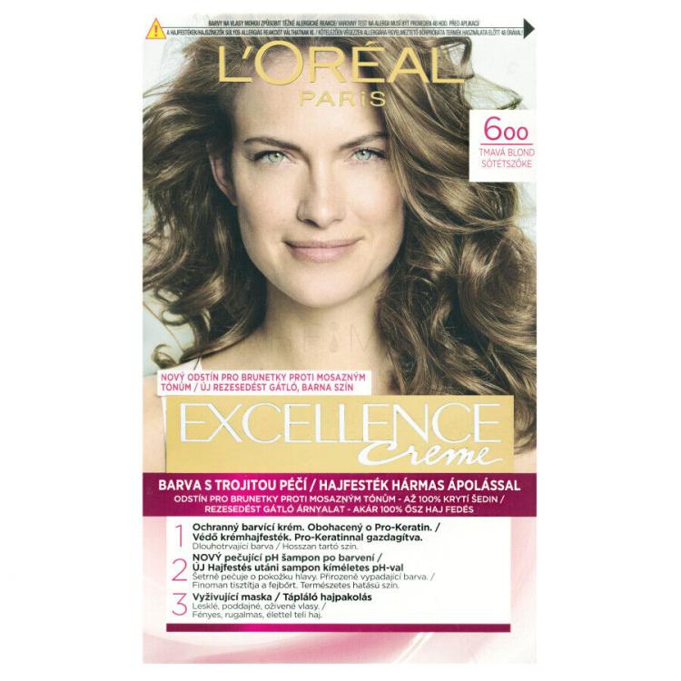 L&#039;Oréal Paris Excellence Creme Triple Protection Боя за коса за жени 48 ml Нюанс 600 Natural Dark Blonde
