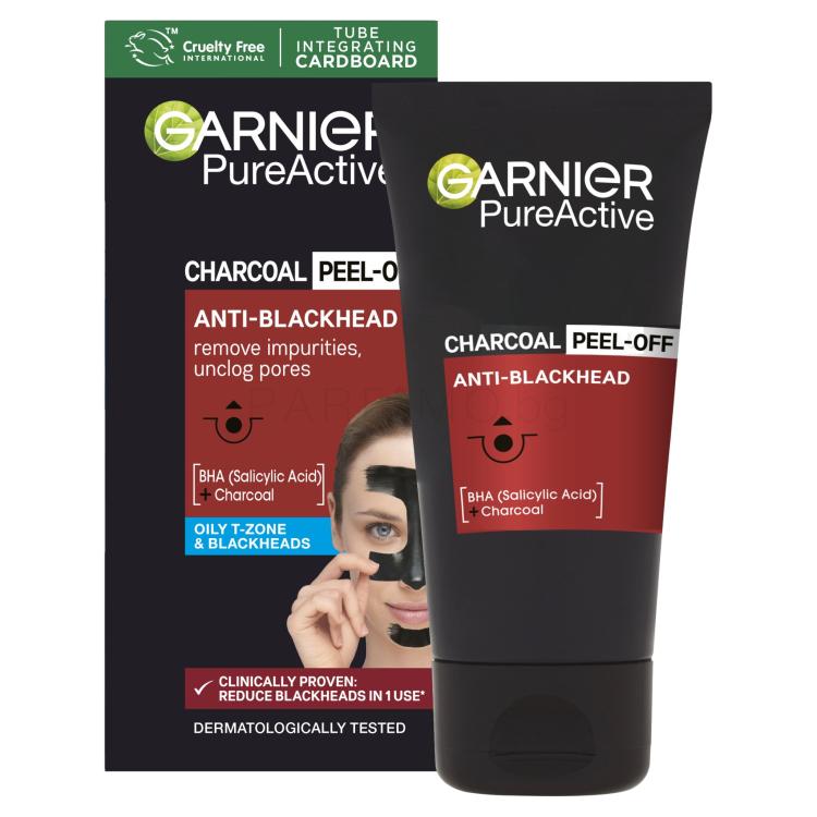 Garnier Pure Active Charcoal Anti-Blackhead Peel-Off Маска за лице 50 ml