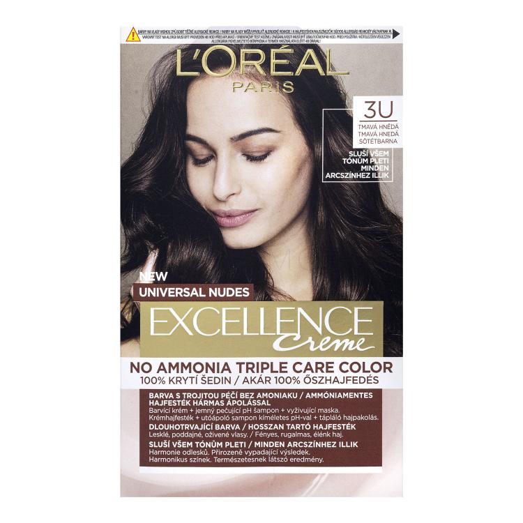L&#039;Oréal Paris Excellence Creme Triple Protection Боя за коса за жени 48 ml Нюанс 3U Dark Brown