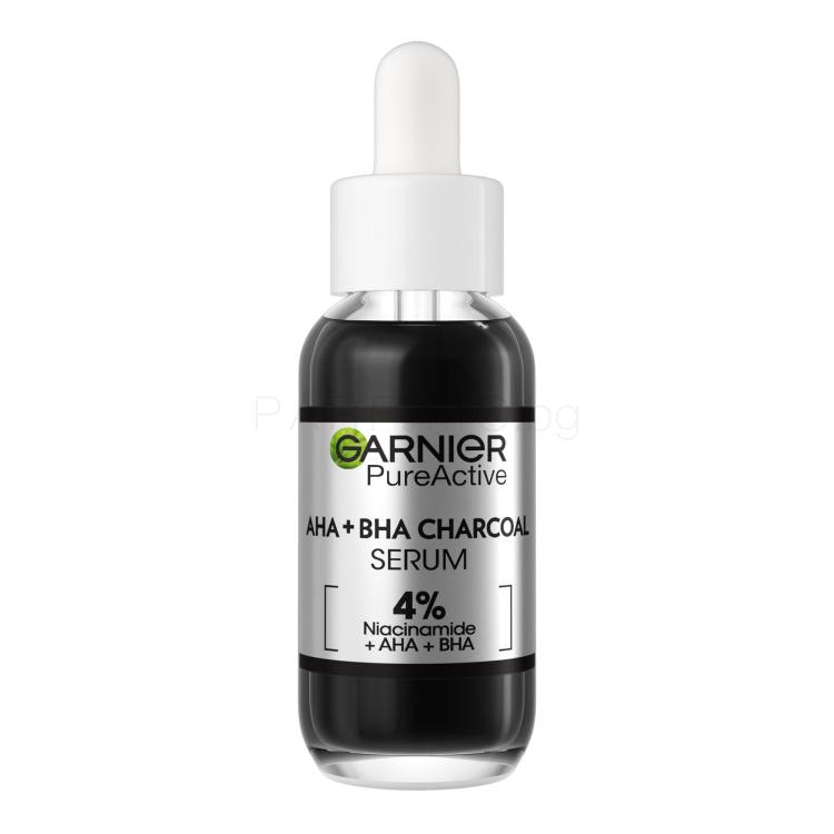 Garnier Pure Active AHA + BHA Charcoal Serum Серум за лице 30 ml