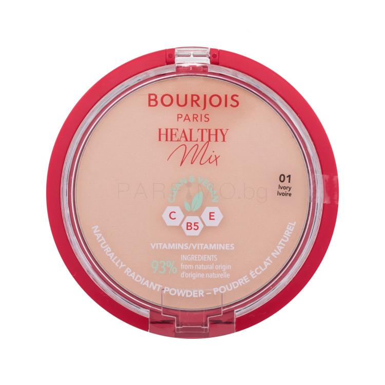 BOURJOIS Paris Healthy Mix Clean &amp; Vegan Naturally Radiant Powder Пудра за жени 10 гр Нюанс 01 Ivory