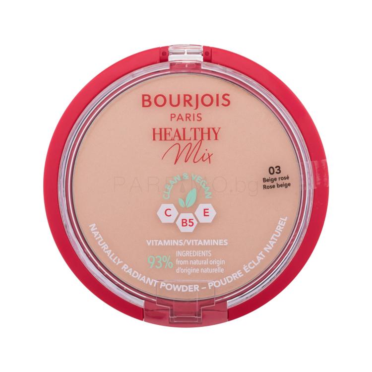 BOURJOIS Paris Healthy Mix Clean &amp; Vegan Naturally Radiant Powder Пудра за жени 10 гр Нюанс 03 Rose Beige