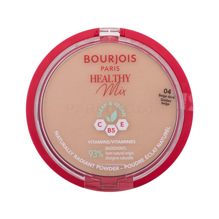 BOURJOIS Paris Healthy Mix Clean &amp; Vegan Naturally Radiant Powder Пудра за жени 10 гр Нюанс 04 Golden Beige