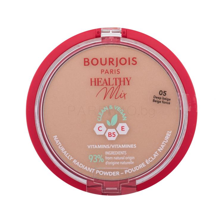 BOURJOIS Paris Healthy Mix Clean &amp; Vegan Naturally Radiant Powder Пудра за жени 10 гр Нюанс 05 Deep Beige
