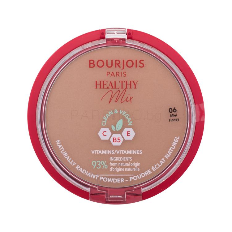 BOURJOIS Paris Healthy Mix Clean &amp; Vegan Naturally Radiant Powder Пудра за жени 10 гр Нюанс 06 Honey