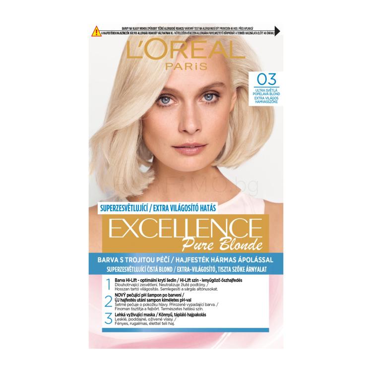 L&#039;Oréal Paris Excellence Creme Triple Protection Боя за коса за жени 1 бр Нюанс 03 Lightest Natural Ash Blonde