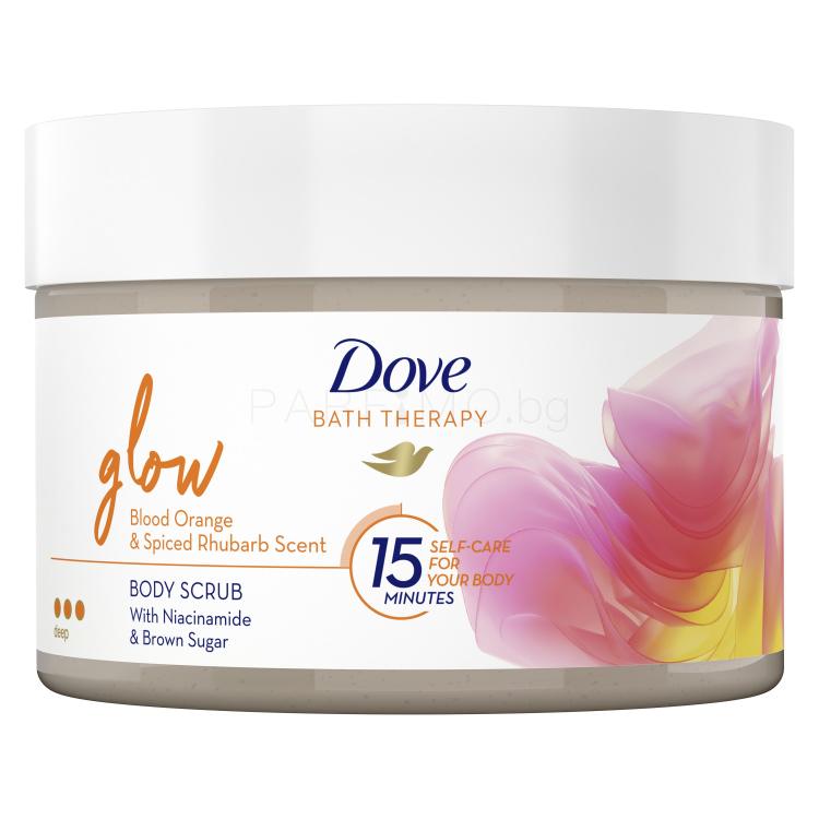 Dove Bath Therapy Glow Body Scrub Ексфолиант за тяло за жени 295 ml