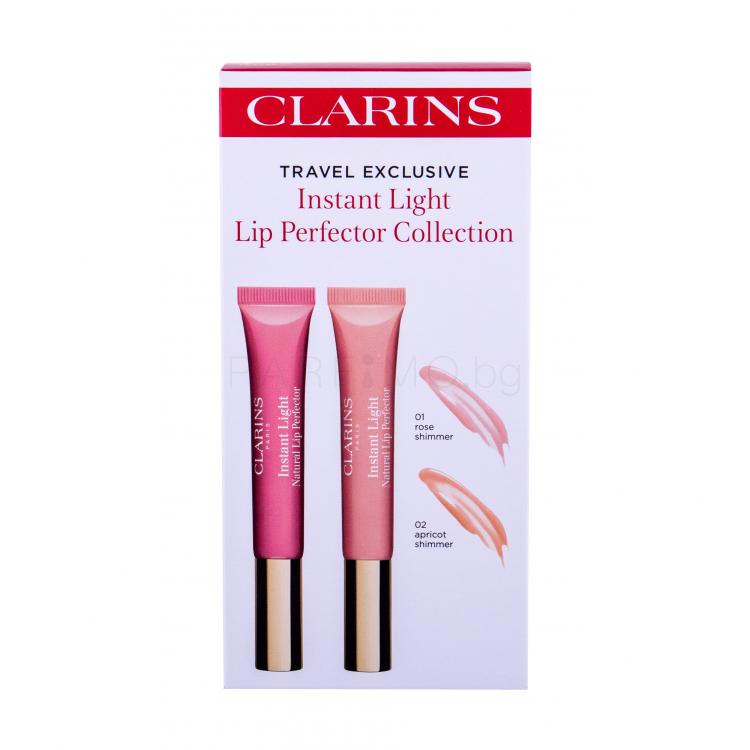 Clarins Instant Light Lip Perfector Collection Подаръчен комплект блясък за устни Instant Light 12 ml + блясък за устни Instant Light 12 ml 02 Apricot Shimmer