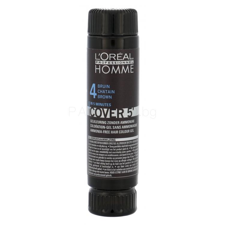 L&#039;Oréal Professionnel Homme Cover 5´ Боя за коса за мъже 3x50 ml Нюанс 4 Medium Brown