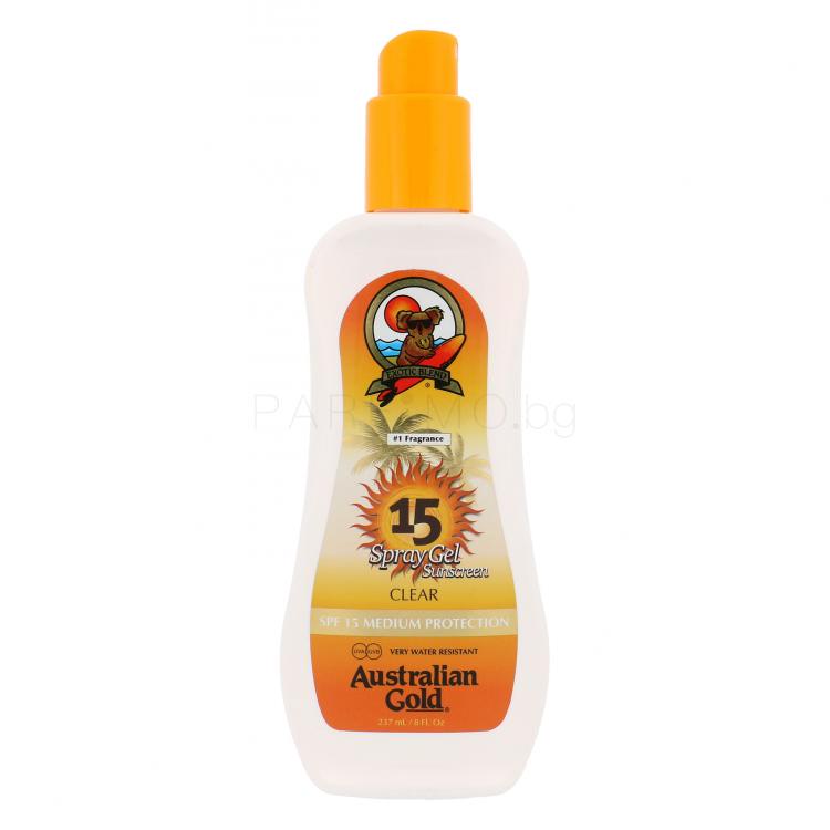 Australian Gold Sunscreen Spray Gel SPF15 Слънцезащитна козметика за тяло за жени 237 ml