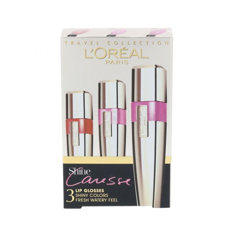 L&#039;Oréal Paris Shine Caresse Подаръчен комплект блясък за устни 3x 6ml нюанс 300 + 102 + 400