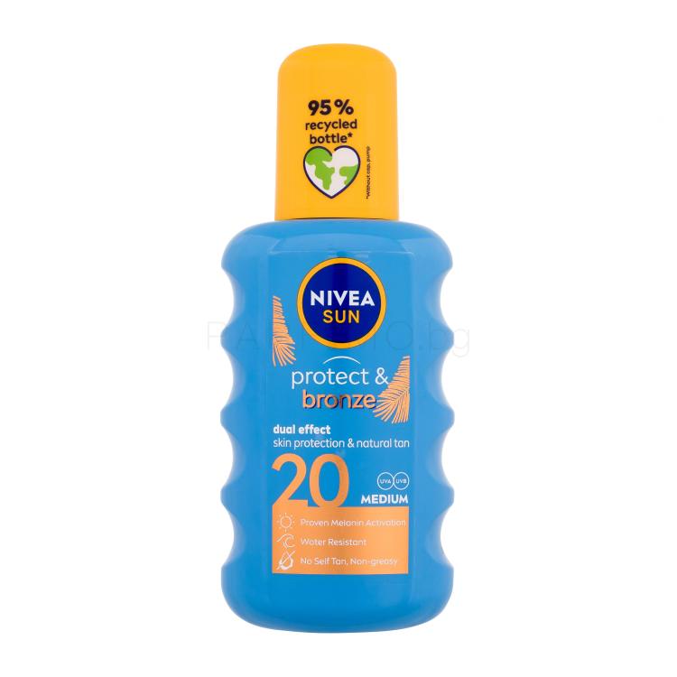 Nivea Sun Protect &amp; Bronze Sun Spray SPF20 Слънцезащитна козметика за тяло 200 ml