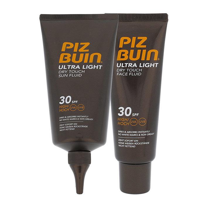 PIZ BUIN Ultra Light Dry Touch Sun Fluid SPF30 Подаръчен комплект Автобронзант за тяло 150 ml + автобронзант за лице 50 ml