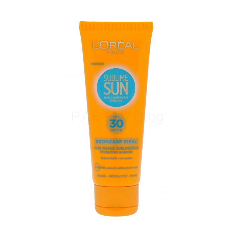 L&#039;Oréal Paris Sublime Sun Skin Beautifying Suncare SPF30 Слънцезащитен продукт за лице за жени 75 ml