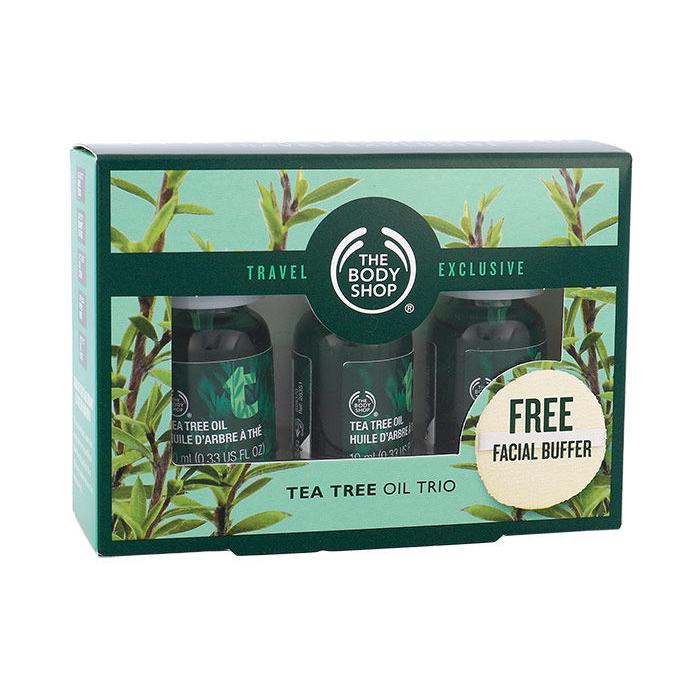 The Body Shop Tea Tree Подаръчен комплект Tea Tree Oil 3x 10 ml + почистваща гъбичка