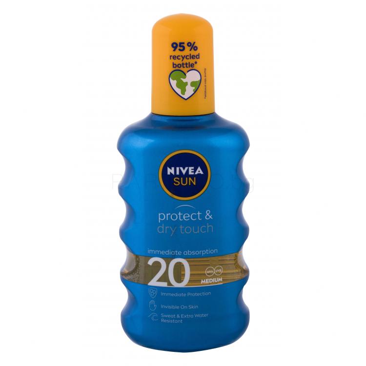 Nivea Sun Protect &amp; Dry Touch Invisible Spray SPF20 Слънцезащитна козметика за тяло 200 ml
