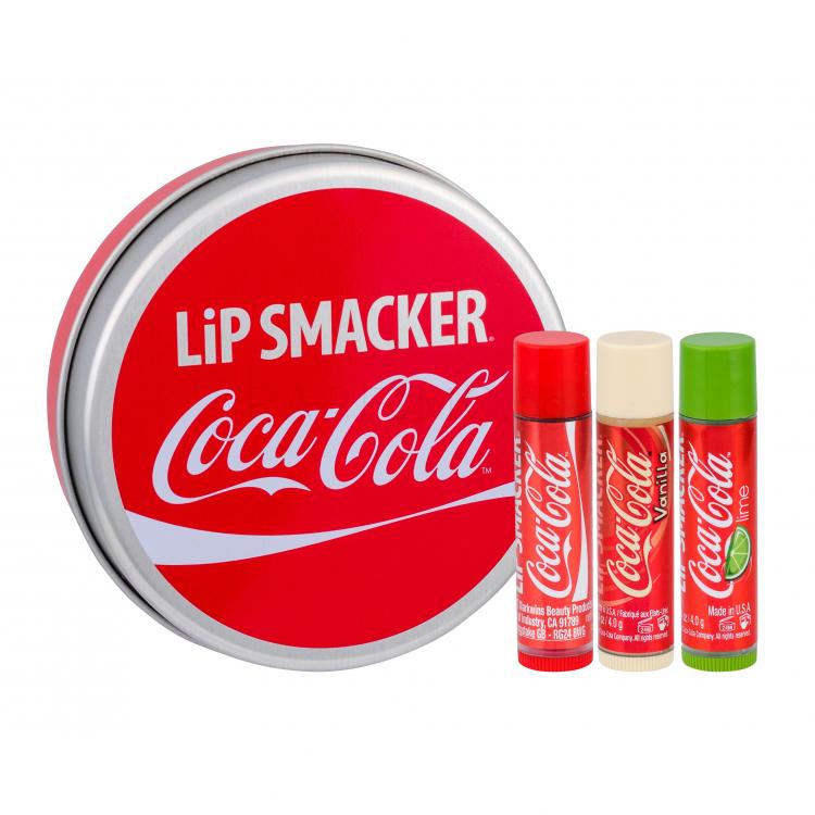 Lip Smacker Coca-Cola Подаръчен комплект балсам за устни 3 х 4 g + метална кутийка