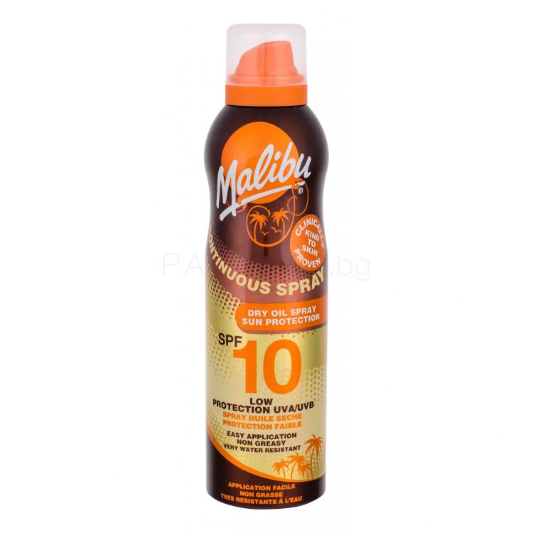 Malibu Continuous Spray Dry Oil SPF10 Слънцезащитна козметика за тяло 175 ml