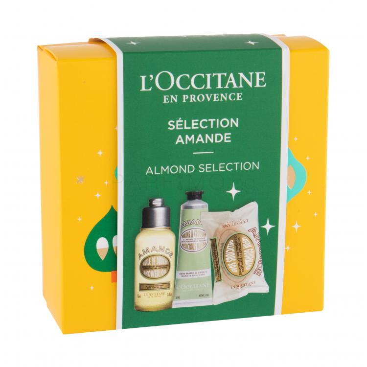 L&#039;Occitane Almond (Amande) Подаръчен комплект душ олио 75 ml + крем за ръце 30 ml + твърд сапун Delicious Soap 50 g