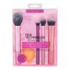 Real Techniques Brushes Everyday Essentials Подаръчен комплект четка за руж 1 бр + четка за сенки 1 бр + четка за озарител 1 бр + четка за фон дьо тен 1 бр + гъбка за фон дьо тен 1 бр увредена кутия