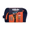 Gillette Fusion5 Подаръчен комплект самобръсначка Fusion5 1 бр + резервни ножчета Fusion5 3 бр +  гел за бръснене Fusion Shave Gel Sensitive 200 ml + козметична чантичка