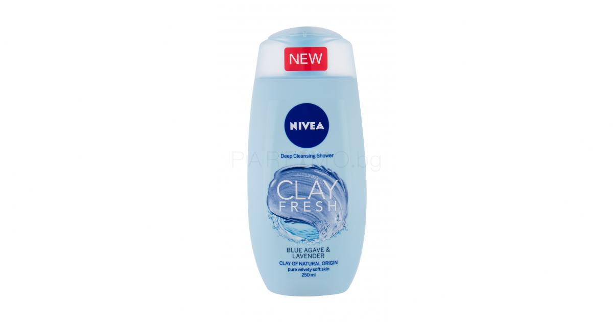 Nivea Clay Fresh Душ гел за жени 250 ml Нюанс Blue Agave & Lavender