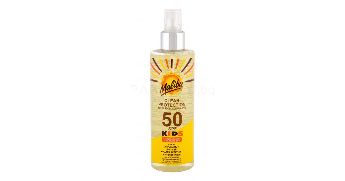 Malibu Kids Clear Protection SPF50 Слънцезащитна козметика за тяло за деца 250 ml Parfimo.bg