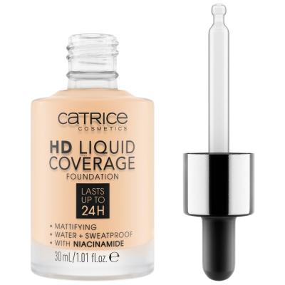 Catrice HD Liquid Coverage 24H Фон дьо тен за жени 30 ml Нюанс 002 Porcelain Beige