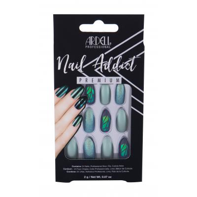 Ardell Nail Addict Premium Изкуствени нокти за жени Нюанс Green Glitter Chrome Комплект