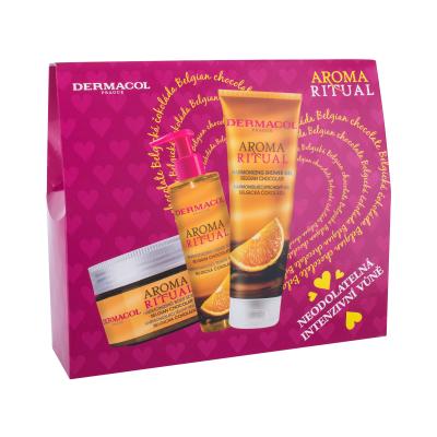 Dermacol Aroma Ritual Belgian Chocolate Подаръчен комплект душ гел 250 ml + сапун за ръце 250 ml + пилинг за тяло 200 ml увредена кутия