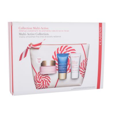 Clarins Multi-Active Collection Подаръчен комплект дневен крем за лице Multi-Active Day 50 ml + нощен крем за лице Multi-Active Night 15 ml + балсам за лице Beauty Flash Balm 15 ml + козметична чантичка увредена кутия