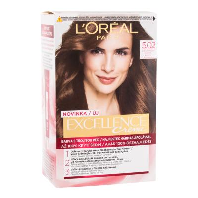 L'Oréal Paris Excellence Creme Triple Protection Боя за коса за жени 48 ml Нюанс 5,02 Light Brown увредена кутия