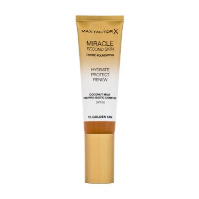 Max Factor Miracle Second Skin SPF20 Фон дьо тен за жени 30 ml Нюанс 10 Golden Tan