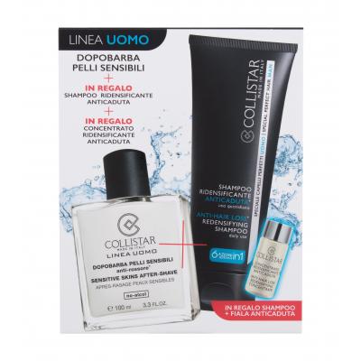 Collistar Uomo Sensitive Skins After-Shave Подаръчен комплект одеколон Linea Uomo Sensitive Skins After-Shave 100 ml + шампоан Anti-Hair Loss Redensifying Shampoo 100 ml + концентрат против косопад Anti-Hair Redensifying Concentrate 6 ml