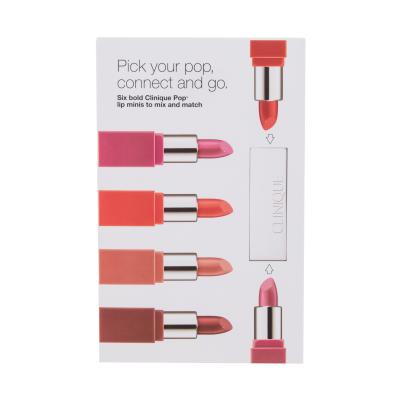 Clinique Clinique Pop Lip Colour + Primer Подаръчен комплект червило 2,3 g + червило 2,3 g Cherry Pop + червило 2,3 g Plum Pop + червило 2,3 g Berry Pop + червило 2,3 g Nude Pop + червило 2,3 g Love Pop