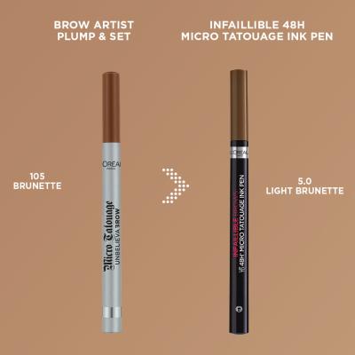 L&#039;Oréal Paris Infaillible Brows 48H Micro Tatouage Ink Pen Молив за вежди за жени 1 гр Нюанс 5.0 Light Brunette