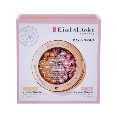 Elizabeth Arden Ceramide Daily Youth Restoring Travel Kit Подаръчен комплект дневен серум за лице в капсули 30 x 14 ml + нощен серум за лице в капсули 30 x 14 ml увредена кутия