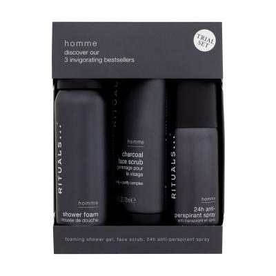 Rituals Homme 3 Invigorating Bestsellers Подаръчен комплект душ пяна Homme 50 ml + антиперспирант Homme 50 ml + пилинг за лице Homme 70 ml