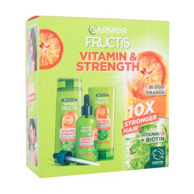 Garnier Fructis Vitamin & Strength Подаръчен комплект шампоан Fructis Vitamin & Strength 250 ml + балсам Fructis Vitamin & Strength 200 ml + серум за коса Fructis Vitamin & Strength 125 ml