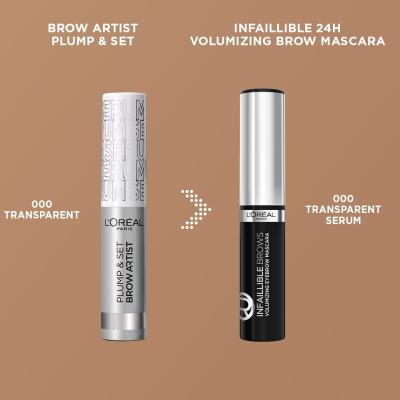 L&#039;Oréal Paris Infaillible Brows Volumizing Eyebrow Mascara Спирала за вежди за жени 4,4 ml Нюанс 000 Transparent Serum