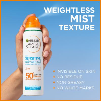 Garnier Ambre Solaire Sensitive Advanced Invisible Protection Mist SPF50+ Слънцезащитна козметика за тяло 150 ml