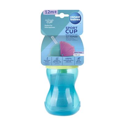Canpol babies Active Cup Sport Cup With Flip-Top Straw Blue Чаша за деца 370 ml