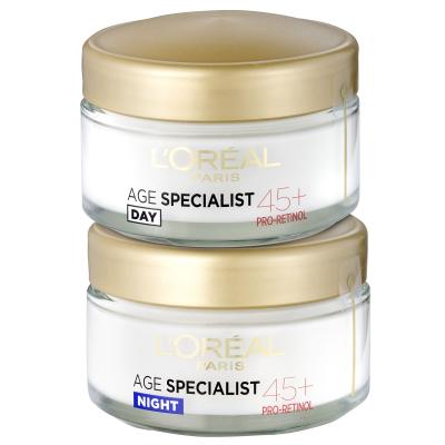L&#039;Oréal Paris Age Specialist 45+ Подаръчен комплект дневен крем за лице Age Specialist 45 SPF20 50 ml + нощен крем за лице Age Specialist 45 50 ml