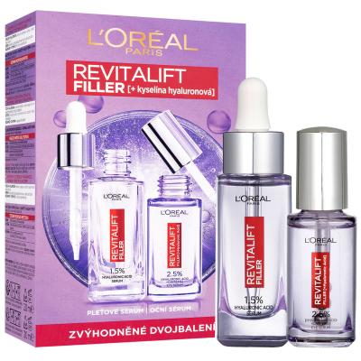 L&#039;Oréal Paris Revitalift Filler HA Подаръчен комплект серум за лице Revitalift Filler HA 1,5% 30 ml + околоочен серум Revitalift Filler HA 2,5% 20 ml